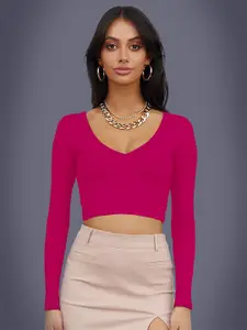 Dream Beauty Fashion Women V-Neck Fitted Crop Top