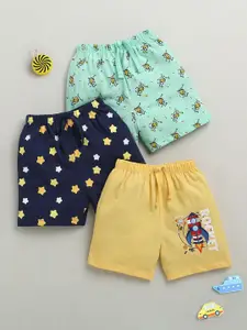 BUMZEE Boy Pack Of 3 Printed High-Rise Above Knee Regular Fit Shorts