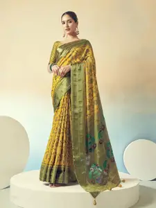 elora Floral Woven Design Printed Zari Paithani Saree
