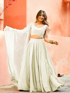 FABPIXEL Embroidered Sequinned Lehenga With Blouse And Dupatta