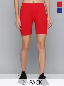 Jinfo Women Pack of 2 Cotton Skinny Fit Cycling Sports Shorts