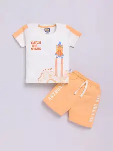 Nottie Planet Boys Printed Round Neck Pure Cotton T-Shirt With Shorts