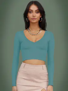 Dream Beauty Fashion Women Square Neck Fitted Crop Top