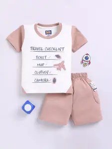 Nottie Planet Boys Printed Round Neck Pure Cotton T-Shirt With Shorts