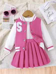 Xsole Girls Self Design Round Neck Top With Skirts