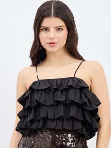Berrylush Women Ruffles Fitted Crop Top