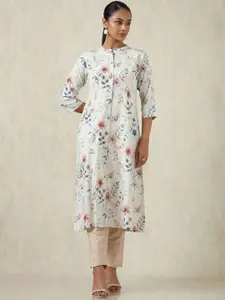 Soch Floral Printed Mandarin Collar Straight Kurta