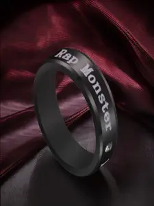 DIVASTRI Rhodium-Plated Black K-Pop Rap-Monster-Star Finger Ring