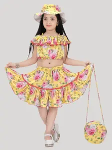 Laraib Fashion Girl Floral Print Tops & Skirt Co-Ord Set