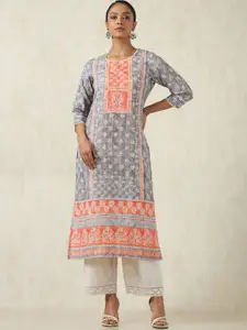 Soch Abstract Printed Round Neck Straight Kurta