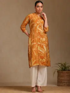 Soch Floral Botanical Printed Mandarin Collar Tissue Straight Kurta