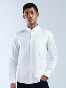 Flying Machine Men Essentials Slim Fit Button-Down Collar Solid Cotton Casual Shirt