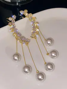 VAGHBHATT Gold-Plated American Diamond Contemporary Ear Cuff