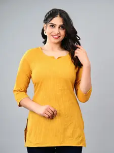 KALINI Women Stripped Printed Cotton Kurti