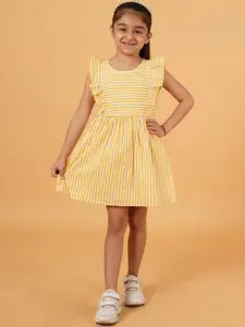 Creative Kids Striped Flutter Sleeve Fit & Flare Dress