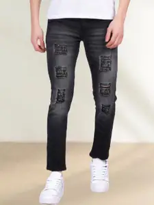 LINARIA Men Cotton Mid-Rise Heavy Fade Highly Distressed Classic Slim Fit Jeans