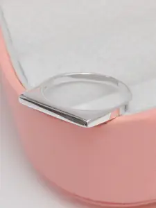 LeCalla 925 Sterling Silver Silver-Plated Rectangular Bar Finger Ring