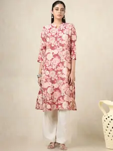 Soch Floral Printed Round Neck Straight Kurta
