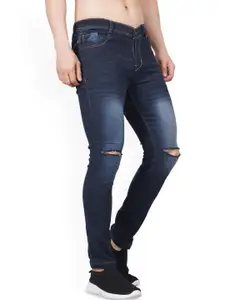 LINARIA Men Classic Slim Fit Slash Knee Light Fade Jeans