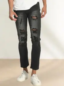 LINARIA Men Classic Slim Fit Mildly Distressed Heavy Fade Cropped Jeans