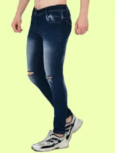 LINARIA Men Classic Slim Fit Slash Knee Heavy Fade Jeans