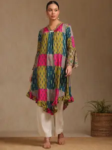 Soch Abstract Printed Beads And Stones V-Neck A-Line Kurta