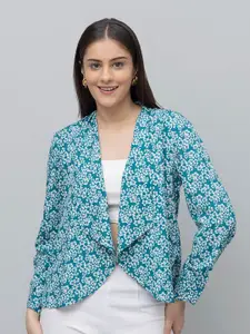 PURYS Floral Printed Open Front Shrug