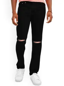 LINARIA Men Classic Slim Fit Slash Knee Cotton Jeans