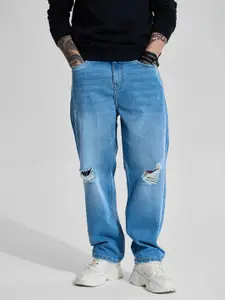 Snitch Men Relaxed Fit Highly Distressed Light Fade Jeans