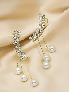 VAGHBHATT Gold-Plated American Diamond Contemporary Ear Cuff