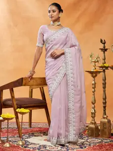 kasee Floral Embroidered Saree With Unstitched Blouse Piece