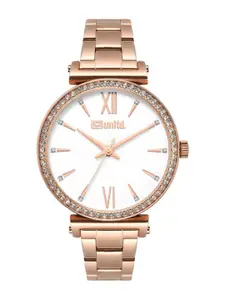 unltd. Women Brass Dial & Stainless Steel Bracelet Style Straps Analogue Watch UNL050003