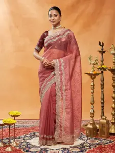 kasee Embellished Sequinned Embroidered Organza Saree