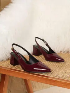 PURPLEHUNT Women Pointed Toe Block Heel Pumps