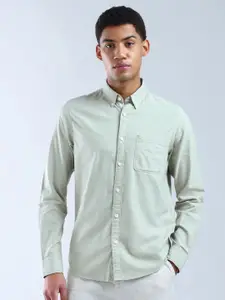 Flying Machine Men Slim Fit Button-Down Collar Solid Cotton Casual Shirt