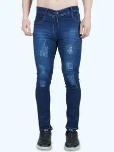 LINARIA Men Classic Slim Fit Highly Distressed Light Fade Cotton Jeans