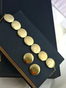 Binnis Wardrobe Gold Plated Aurora Round Disc Anti Tarnish Necklace & Earrings