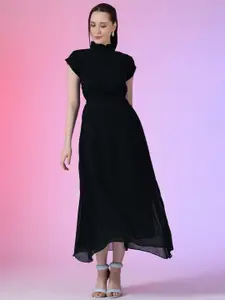 Raiyani Fashion Georgette Cap Sleeves Bow Fit & Flare Maxi Dress