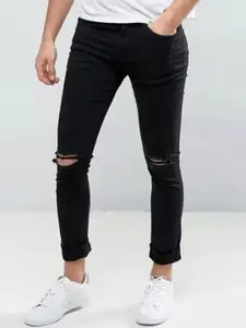 LINARIA Men Classic Slim Fit Slash Knee Mid-Rise Jeans