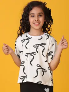 Anthrilo Girls Printed Raw Edge T-shirt