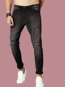 LINARIA Men Classic Tapered Fit Highly Distressed Heavy Fade Jeans