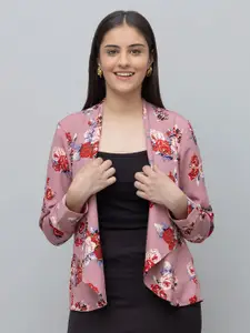 PURYS Floral Printed Open Front Shrug