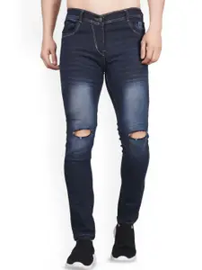 LINARIA Men Cotton Classic Slim Fit Slash Knee Light Fade Jeans