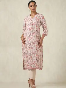 Soch Floral Printed V-Neck Straight Kurta
