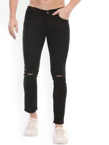 Linaria Men Classic Skinny Fit Mid Rise Slash Knee Jeans