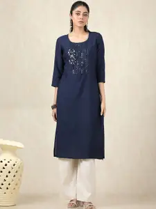 Soch Floral Embellished Sequinned Round Neck Straight Kurta
