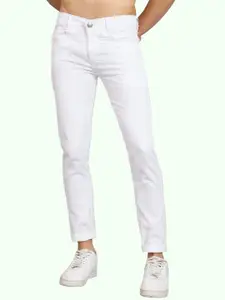 LINARIA Men White Classic Slim Fit Mid-Rise Jeans