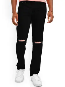 LINARIA Men Classic Slim Fit Slash Knee Jeans