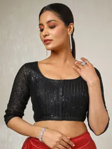 Soch Embellished U Neck Saree Blouse With Sequins