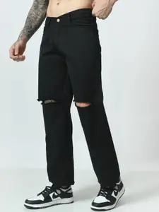LINARIA Men Cotton Relaxed Fit Slash Knee Jeans